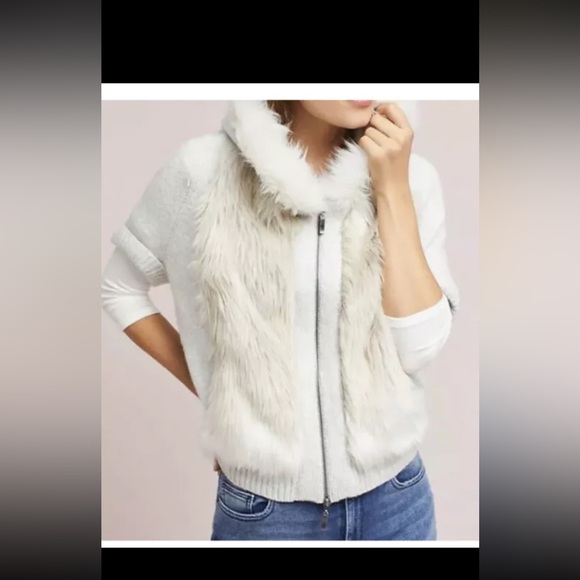 SLEEPING ON SNOW HOODED FAUX FUR SWEATER sz Medium NEW Anthropologie